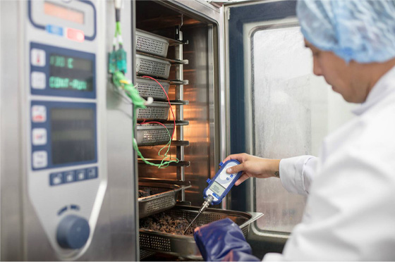 Chef checking food temperature